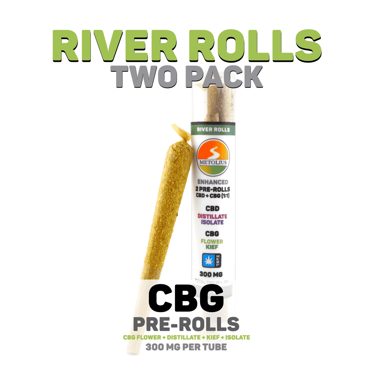 RIVER ROLLS TWO PACK - CBG FLOWER + CBD DISTILLATE + ISOLATE + CBG KIEF