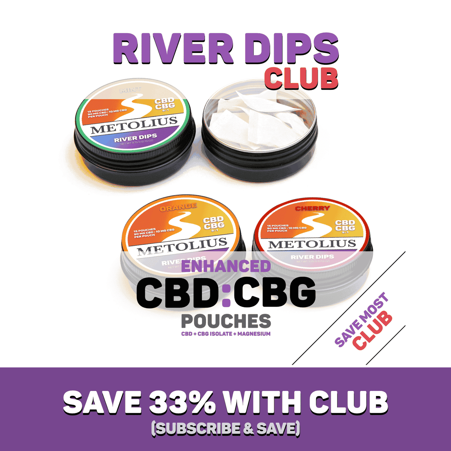 RIVER DIPS - CBD ISOLATE + CBG ISOLATE + MAGNESIUM CITRATE + STEVIA EXTRACT