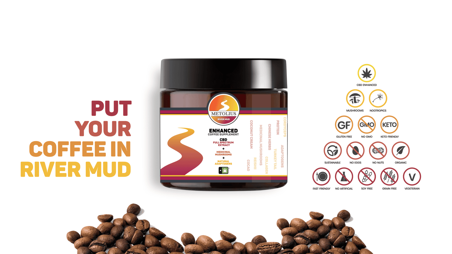 RIVER MUD - CBD EXTRACT + MEDICINAL MUSHROOMS + NATURAL ADAPTOGENS + CEREMONIAL CACAO