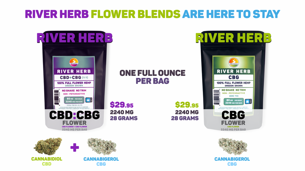 Metolius River Herb Line - 1 Ounce CBD + CBG And CBG Only Flower Blends - Are Here To Stay