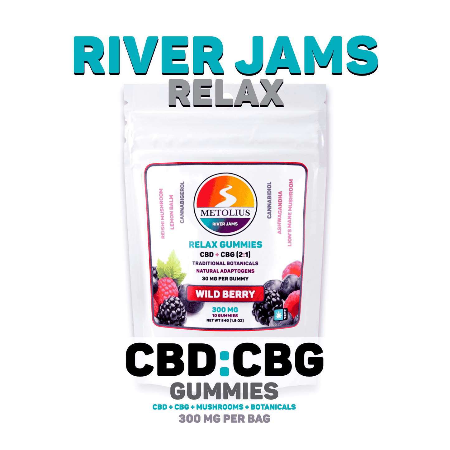 
                  
                    RIVER JAMS RELAX - CBD + CBG + TRADITIONAL BOTANICALS + FUNCTIONAL MUSHROOMS
                  
                