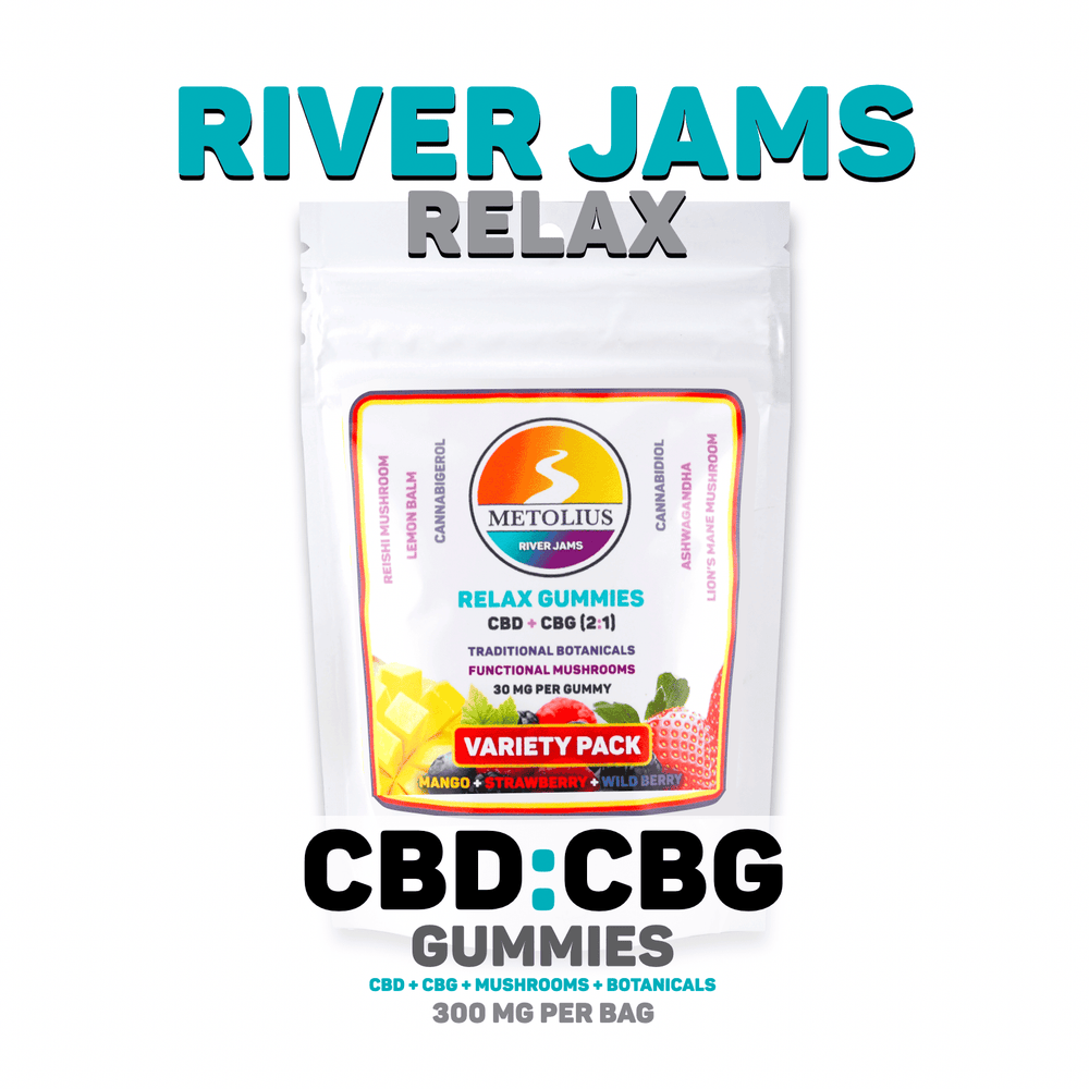 
                  
                    RIVER JAMS RELAX - CBD + CBG + TRADITIONAL BOTANICALS + FUNCTIONAL MUSHROOMS
                  
                