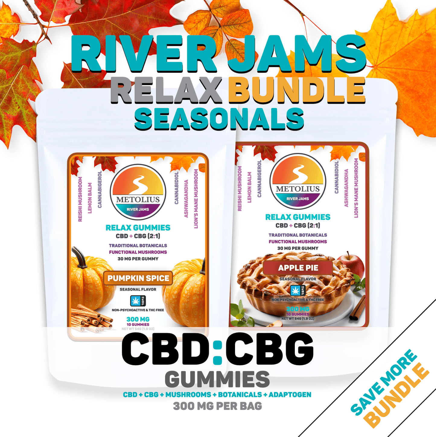
                  
                    RIVER JAMS RELAX SEASONALS BUNDLE - CBD + CBG + TRADITIONAL BOTANICALS + FUNCTIONAL MUSHROOMS
                  
                